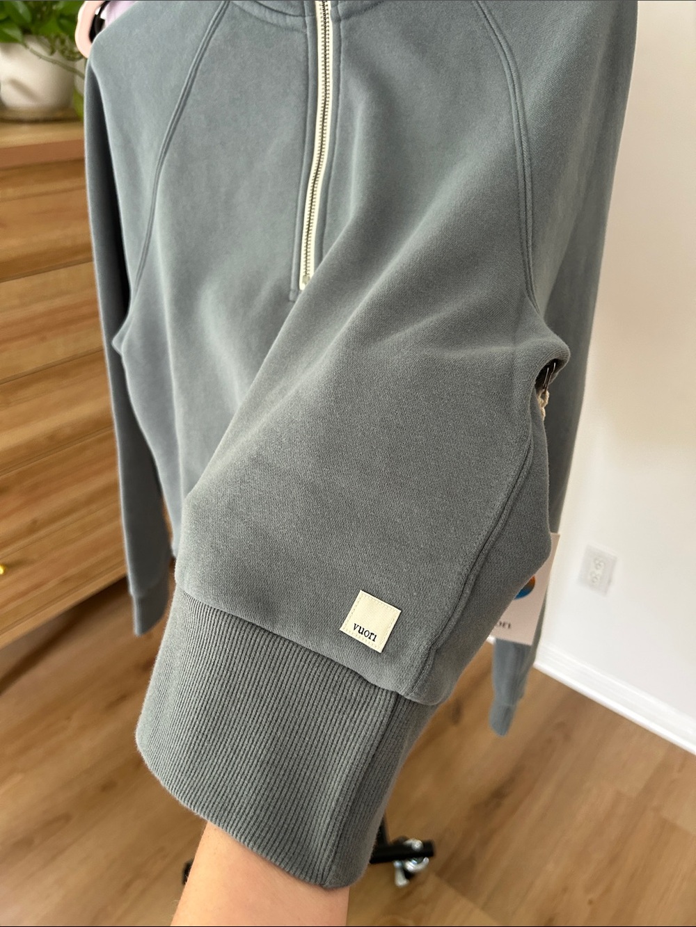 NWT Vuori Restore Half Zip Hoodie. Size small. Smoke Blue - Picture 5 of 5